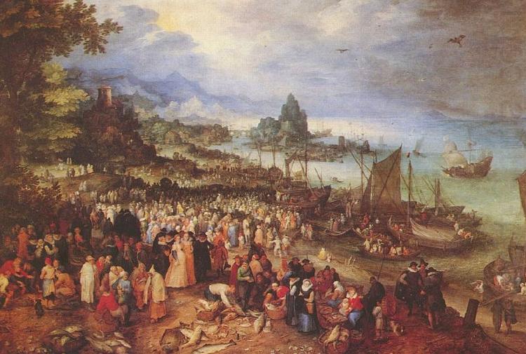 Sea port with the lecture of Christ, Jan Brueghel